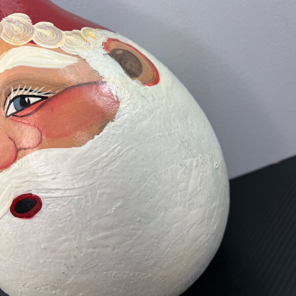 Hand Painted Santa Claus LARGE Gourd Christmas Folk Art 16” Tall Unique Rustic - Picture 3 of 13